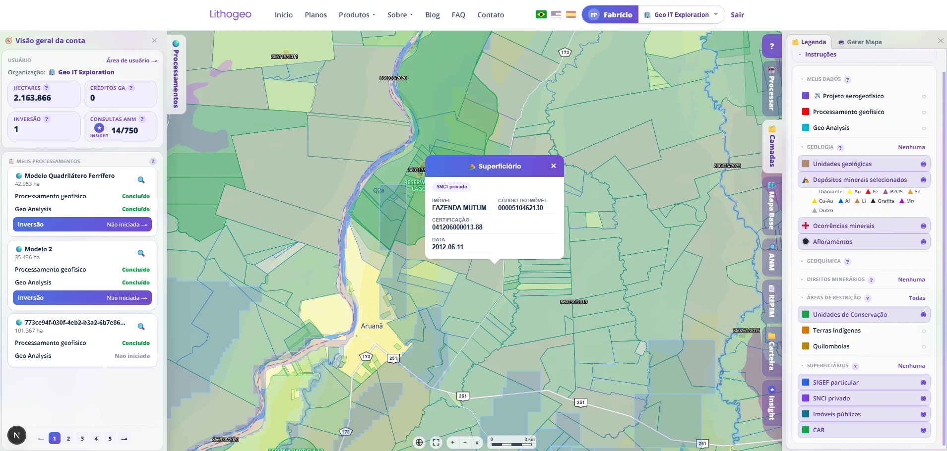 Tudo já vem carregado no mapa